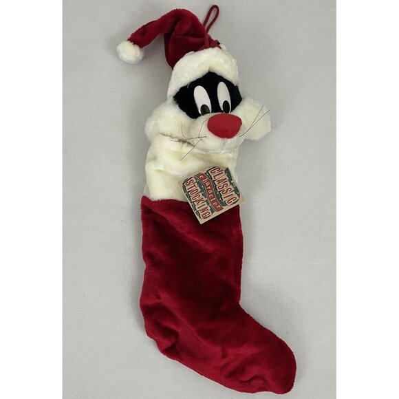 Vintage 90s Warner Brothers SYLVESTER Plush 3D Christmas Stocking 26" NWT - Picture 1 of 3